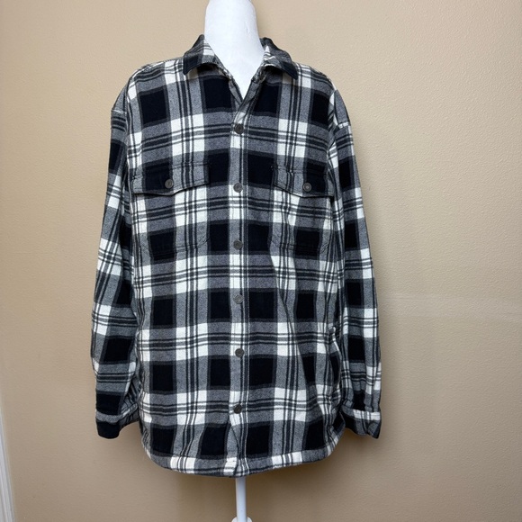 Duluth Trading Co Flannel Shirt Jacket Mens XL Fleece‎ Lined Plaid Pockets - Picture 1 of 7